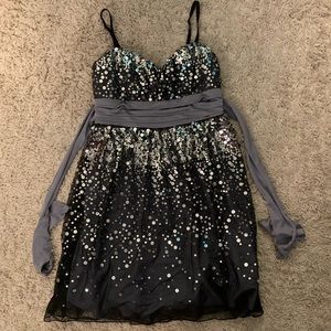 Sequin Dress w/ Grey Sash